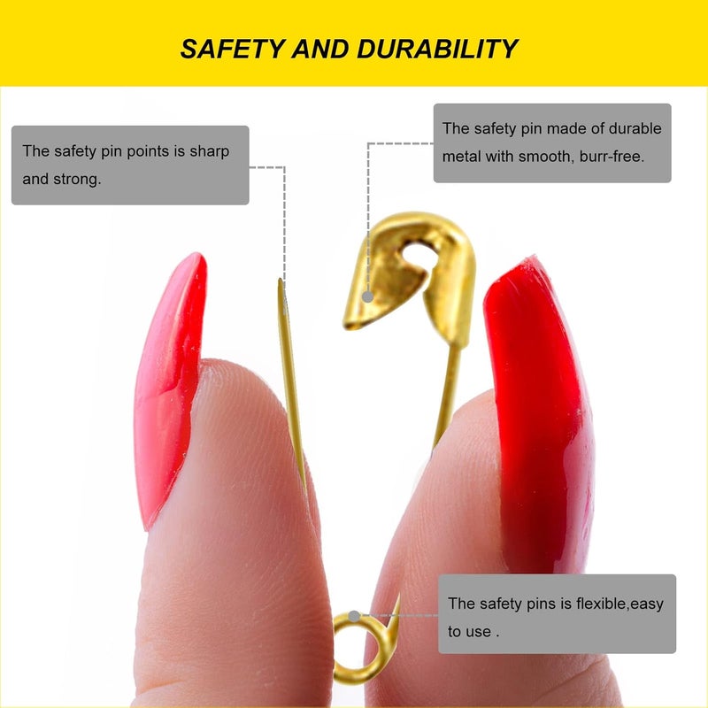 keepsweat Safety Pins,500 Pcs Small Safety Pins for Clothes,19mm Gold Mini Safety Pin,Tiny Metal Fastening Safety Clips for Sewing Jewellery Costume Tag with Reusable Box - Image 3